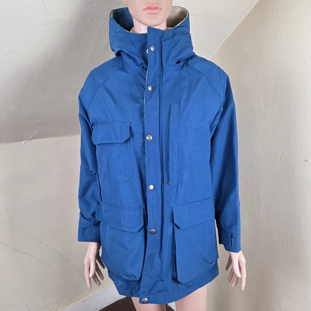 Vintage Woolrich Woman Blue Hooded Parka Jacket Wool Lined USA‎ Sz S